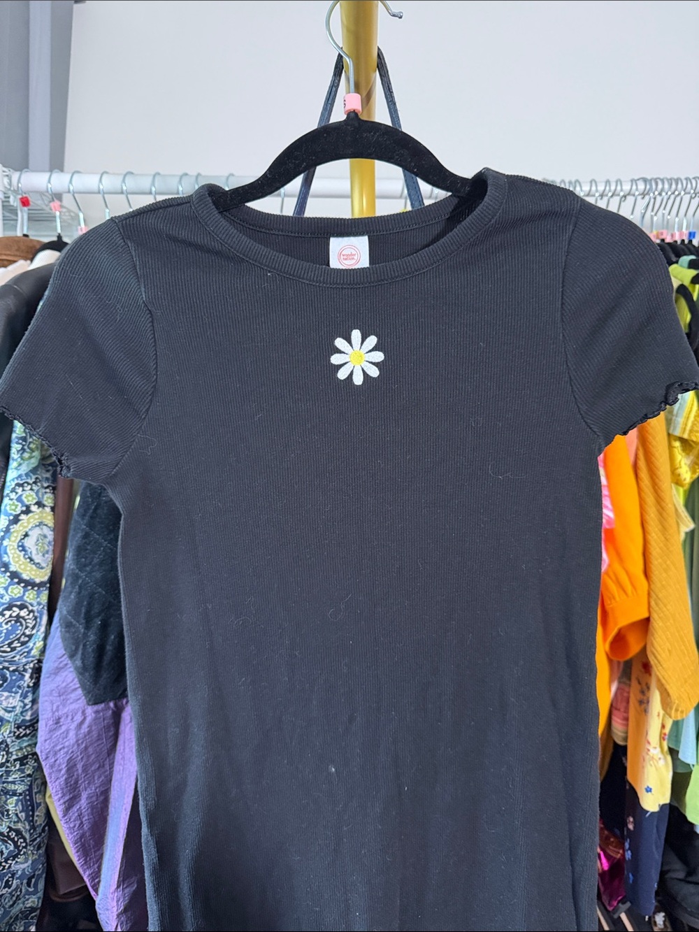 Black Daisy-Embroidered Short Sleeve dress size girls large - Picture 3 of 6